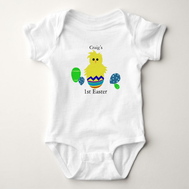 Body Para Bebé 1.ª PERSONALIZACIÓN DEL HUEVO DE pollo rayado amar (Anverso)