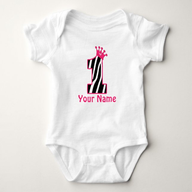 Body Para Bebé 1.ª Princesa Princesa Zebra Imprimir camiseta (Anverso)
