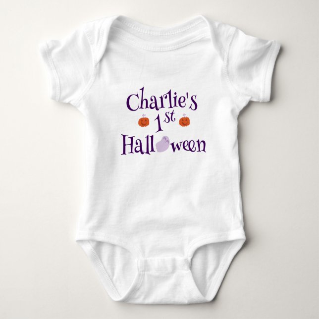 Body Para Bebé 1.ᵉʳ Boo Ghost Purple Cute personalizado (Anverso)