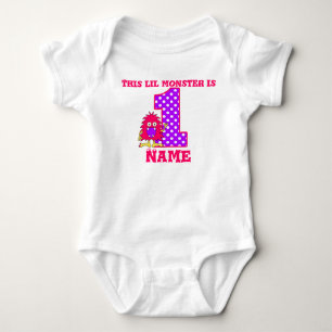 Body Para Bebé 1.ᵉʳ Camiseta personalizada con Monstruo Rosa