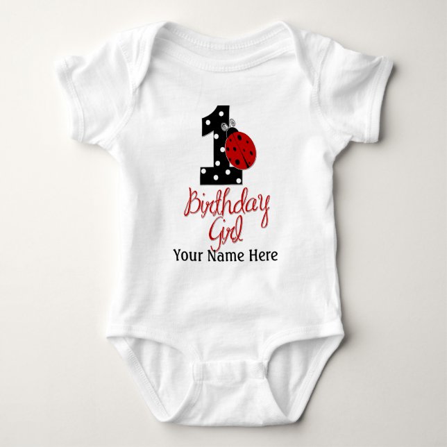 Body Para Bebé 1.ᵉʳ Chica de cumpleaños - Lady Bug - 1 - Ladybug (Anverso)