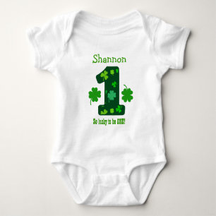 Body Para Bebé 1.ᵉʳ Chica de cumpleaños Shamrock Número Nombre pe