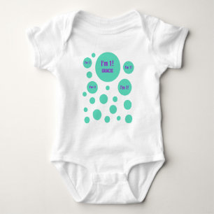 Body Para Bebé 1.ᵉʳ cumpleaños 1 año Bubbles VERDES PURPLE V06