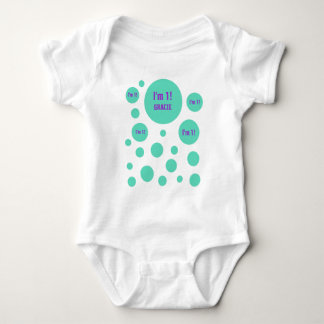 Body Para Bebé 1.ᵉʳ cumpleaños 1 año Bubbles VERDES PURPLE V06
