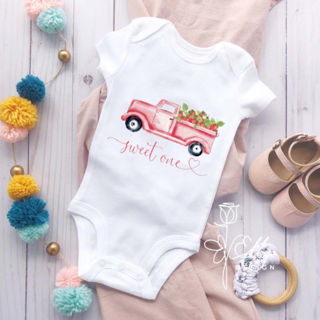 Body Para Bebé 1.ᵉʳ cumpleaños Fresa dulce (Subido por el creador)