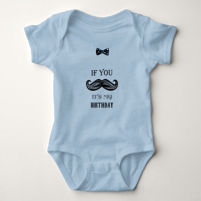 Body Para Bebé 1.ᵉʳ cumpleaños - Mustache - Pequeño hombre - Niño (Anverso)