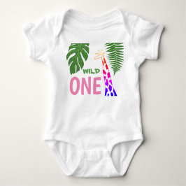 Body Para Bebé 1.ᵉʳ cumpleaños salvaje Una jirafa rosa Selva Safa