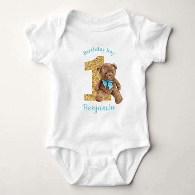Body Para Bebé 1.ᵉʳ Cumpleaños Teddy Bear Baby Bodysuit (Anverso)