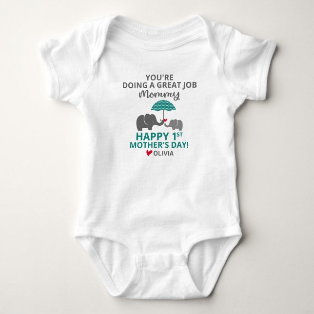 Body Para Bebé 1.ᵉʳ Día de la Madre Elefante (Anverso)