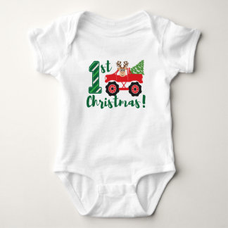 Body Para Bebé 1.ᵉʳ Navidad, reno conduciendo un camión