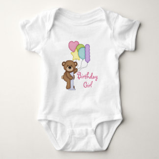 Body Para Bebé 1.ᵉʳ Oso de cumpleaños con globos Chica de cumplea