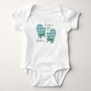 Body Para Bebé 1er guantes de Navidad Lazo Verde Real Botánico