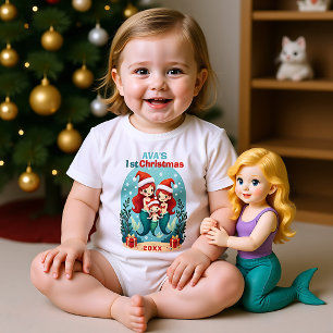 Body Para Bebé 1er Navidad, texto personalizado, Feliz Mer-Hito