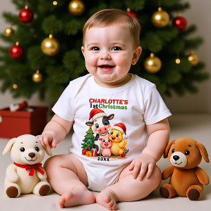 Body Para Bebé 1er Navidad, texto personalizado, Festividades de 