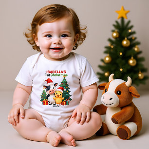 Body Para Bebé 1er Navidad, texto personalizado, Momentos Lechero