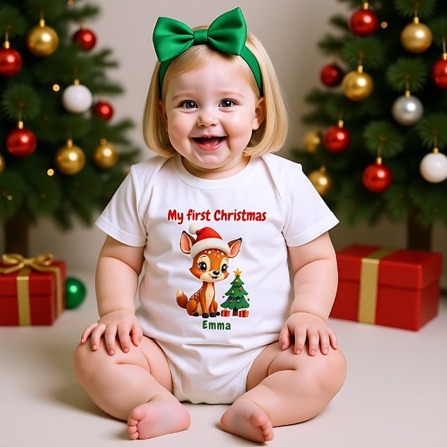 Body Para Bebé 🎄1er Navidad, texto personalizado, Navidad Doe-Re (🎄1st Christmas, custom text, Doe-Re-Mi Christmas Baby Bodysuit)