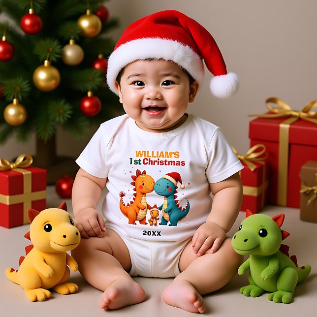 Body Para Bebé 1er Navidad, texto propio, Alegre Trio de Crías (1st Christmas, own text, Merry Hatchmas Trio Baby Bodysuit)