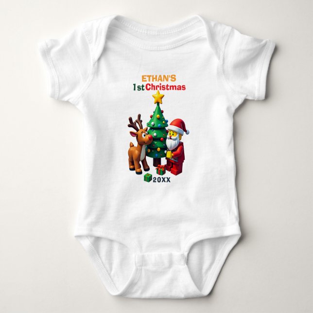 Body Para Bebé 1er Navidad, texto propio, Alegría de Fiesta de Bl (Anverso)