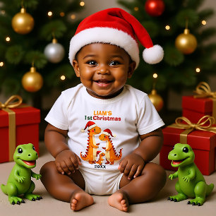 Body Para Bebé 1er Navidad, texto propio, debut Dino-Mite