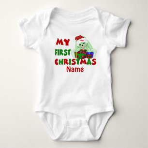 Body Para Bebé 1r Camiseta personalizada conejito del navidad