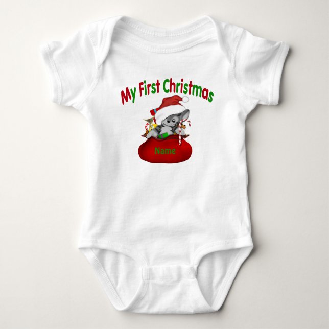 Body Para Bebé 1r Gatito del navidad personalizado (Anverso)