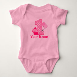 Body Para Bebé 1r Rosa de la magdalena del cumpleaños