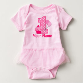 Body Para Bebé 1r Rosa de la magdalena del cumpleaños
