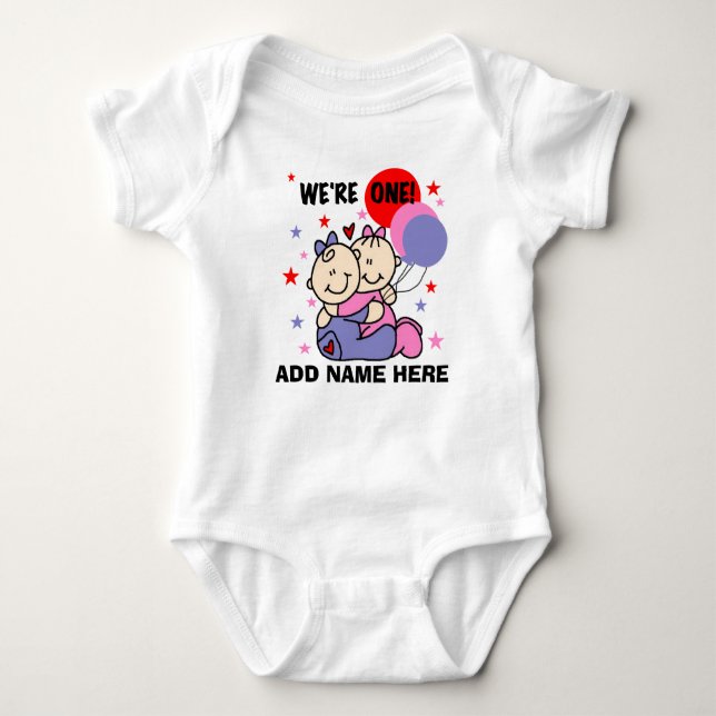 Body Para Bebé 1ra camiseta personalizada del cumpleaños de los (Anverso)
