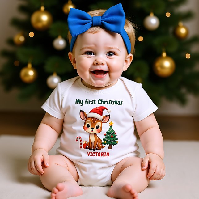 Body Para Bebé 🎄1st Christmas, custom text, ReinDEERly Beloved (1st Christmas, custom text, ReinDEERly Beloved Baby Bodysuit)