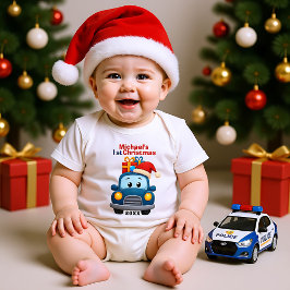Body Para Bebé 1st Christmas, custom text, Vroom for the Holidays