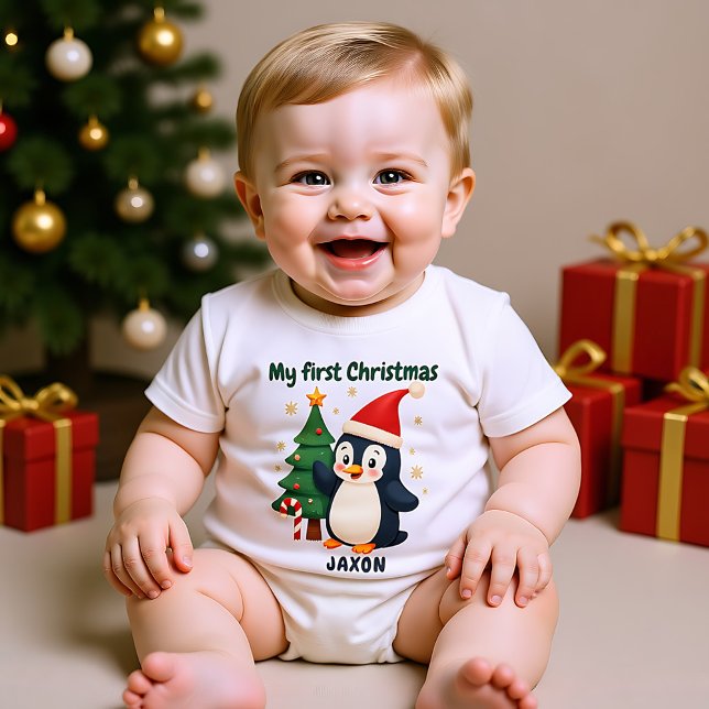 Body Para Bebé 🎄1st Christmas, custom text, Waddle & Wonder (1st Christmas, custom text, Waddle & Wonder Baby Bodysuit)