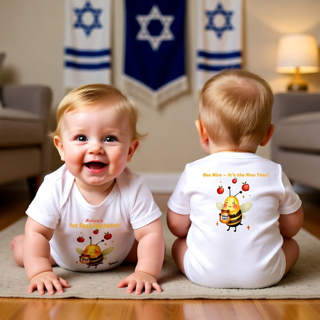Body Para Bebé 1st Rosh Hashanah Buzzed on Blessings (1st Rosh Hashanah Buzzed on Blessings Baby Bodysuit)