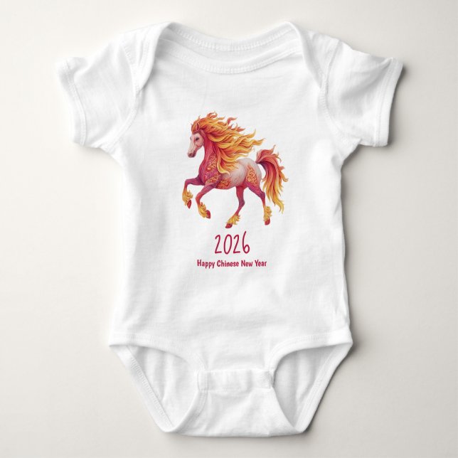 Body Para Bebé 2026 Fiery Horse – Happy Chinese New Year (Anverso)