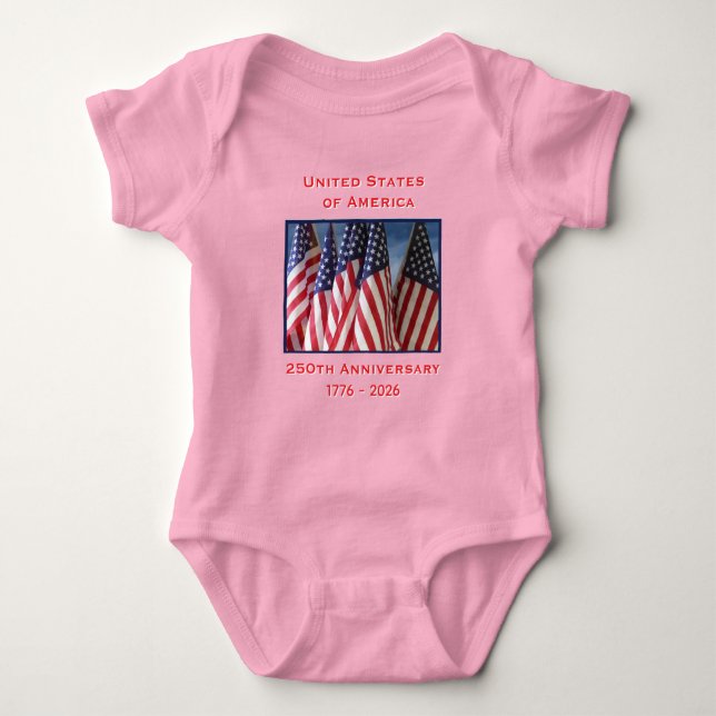 Body Para Bebé 250° Aniversario del Rosa Patriótico de Estados Un (Anverso)