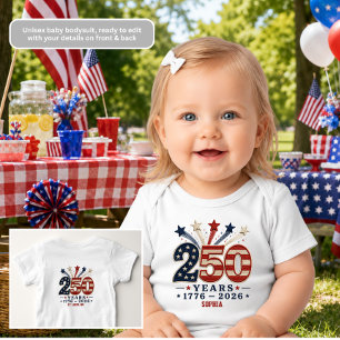 Body Para Bebé 250 Años América Bodysuit Personalizado para Bebé