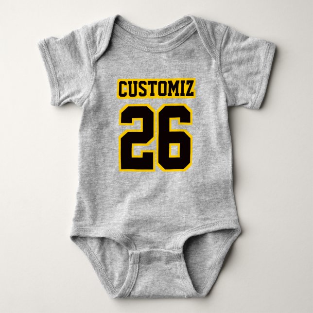 Body Para Bebé 2 Lado GRIS NEGRO AZOTE AZOTE Equipo de Fútbol (Anverso)