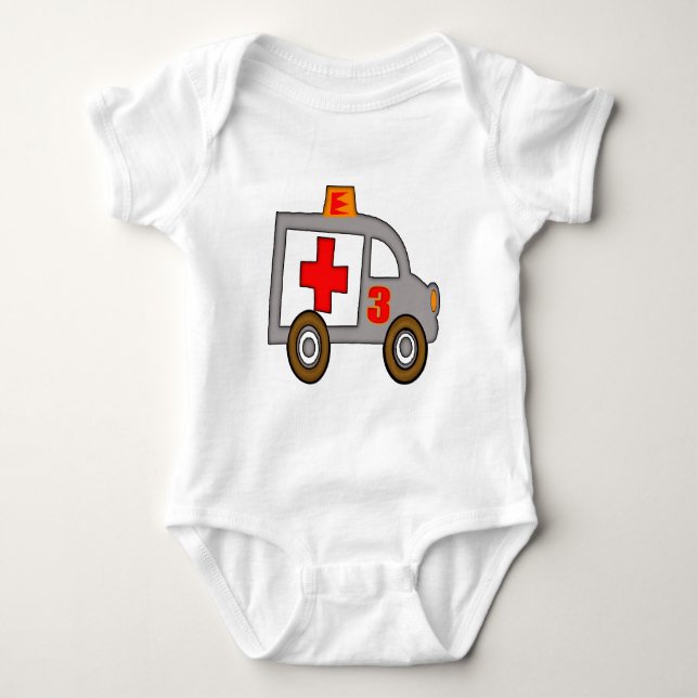 Body Para Bebé 3ro regalos de cumpleaños de la ambulancia (Anverso)