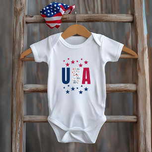 Body Para Bebé 4 de julio Baby USA Bodysuit con estrellas