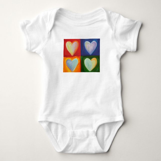 Body Para Bebé 4 Love Hearts Art Custom One-Piece Bodysuit (Anverso)