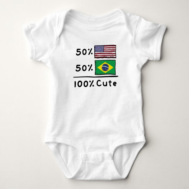Body Para Bebé 50% Americano 50% Brasileño 100% Cute Brasil USA F (Anverso)