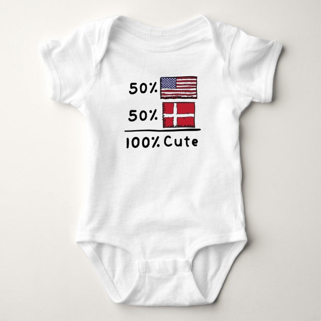 Body Para Bebé 50% Americano 50% Danés 100% Bandera Danesa Estado (Anverso)