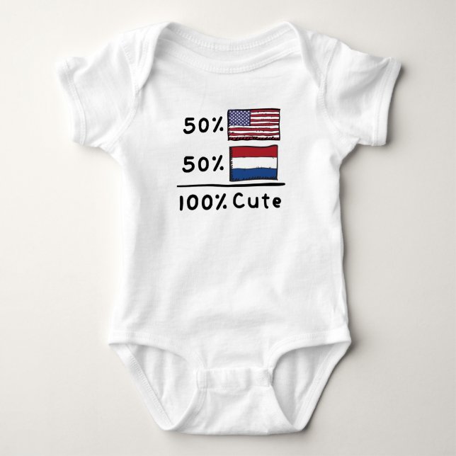 Body Para Bebé 50% Americano 50% Holandés 100% Cute Países Bajos  (Anverso)