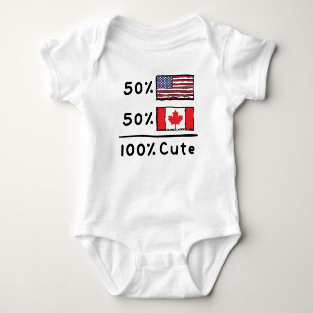 Body Para Bebé 50% norteamericano 50% canadiense 100% Cute Canadá (Anverso)