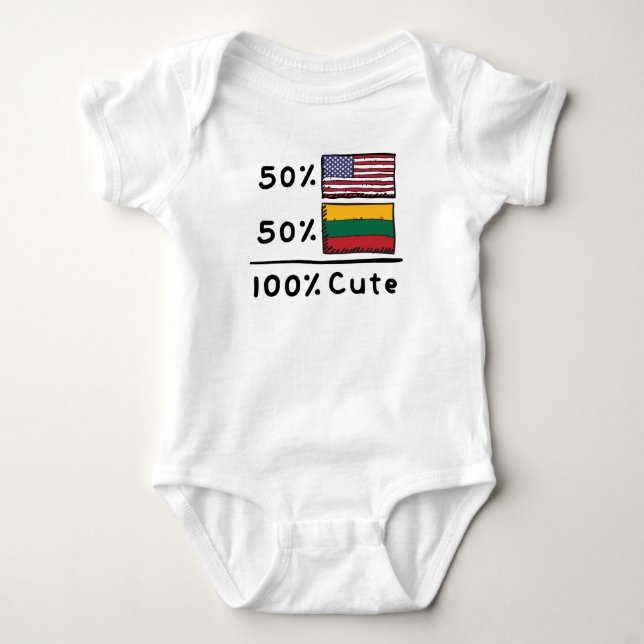 Body Para Bebé 50% norteamericano 50% lituano 100% Lituania (Anverso)