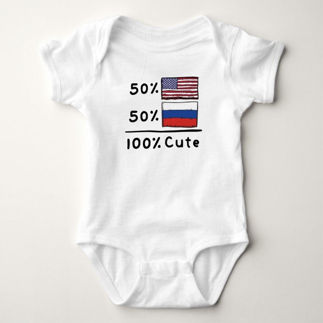 Body Para Bebé 50% norteamericano 50% ruso 100% Cute Rusia Bander (Anverso)