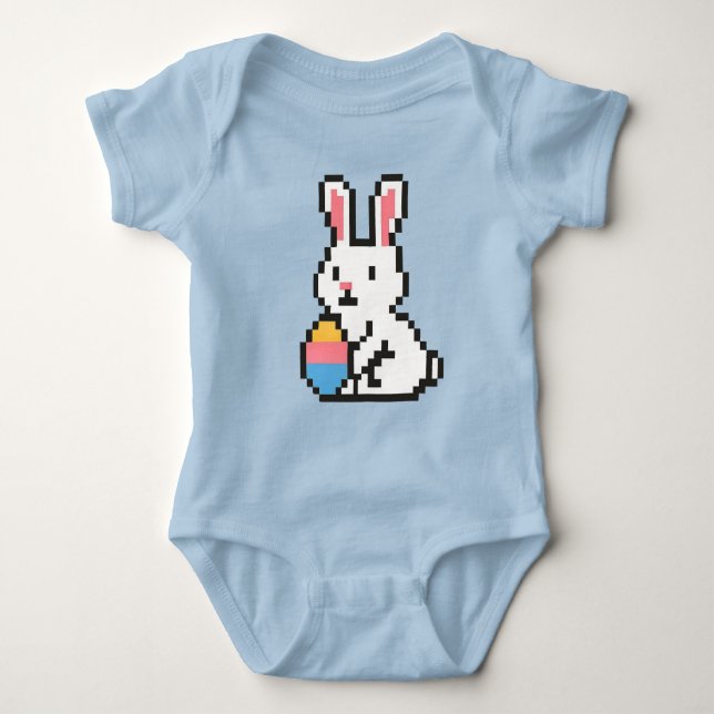 Body Para Bebé 8 bit cute Easter bunny/rabbit Baby Bodysuit (Anverso)