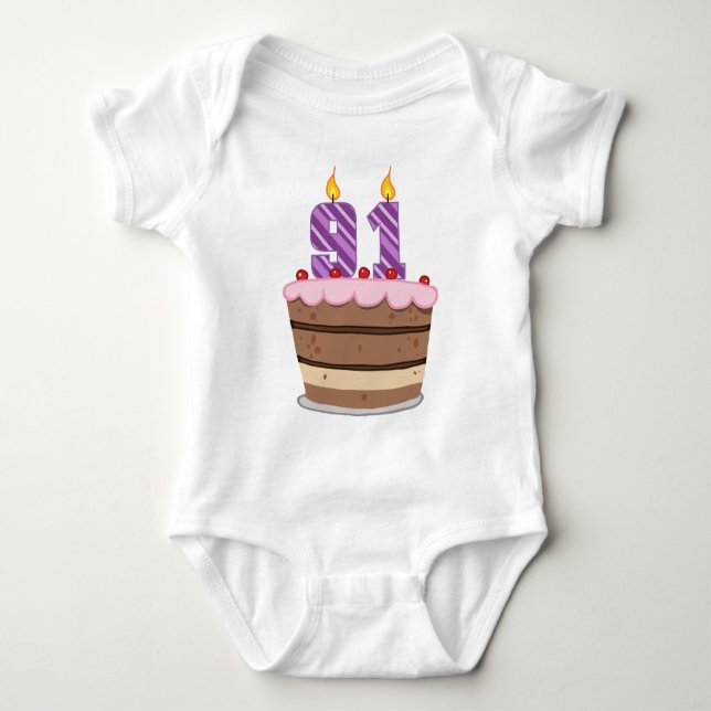 Body Para Bebé 91 años en el pastel de cumpleaños (Anverso)