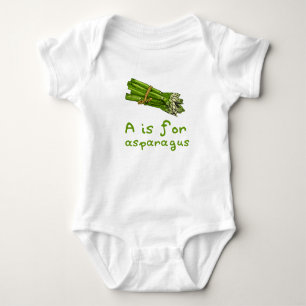 Body Para Bebé A es para ASPARAGUS Green Veggie Alphabet A