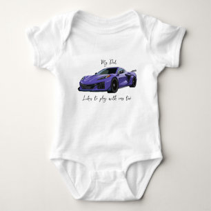 Body Para Bebé A mi papá le gusta jugar con Corvettes C8 Purple