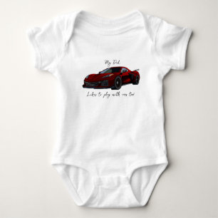 Body Para Bebé A mi papá le gusta jugar con Corvettes C8 Red